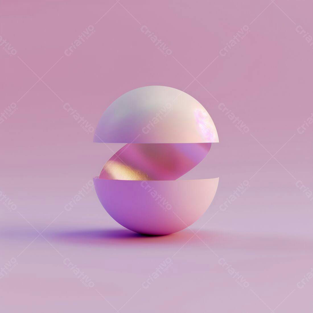 Esfera rosa e dourada dividida
