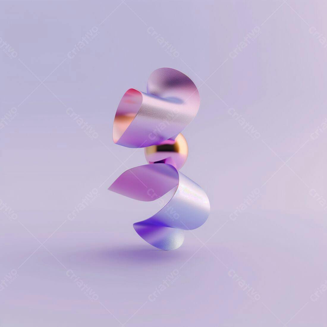 Esfera e fitas metálicas em tons pastel