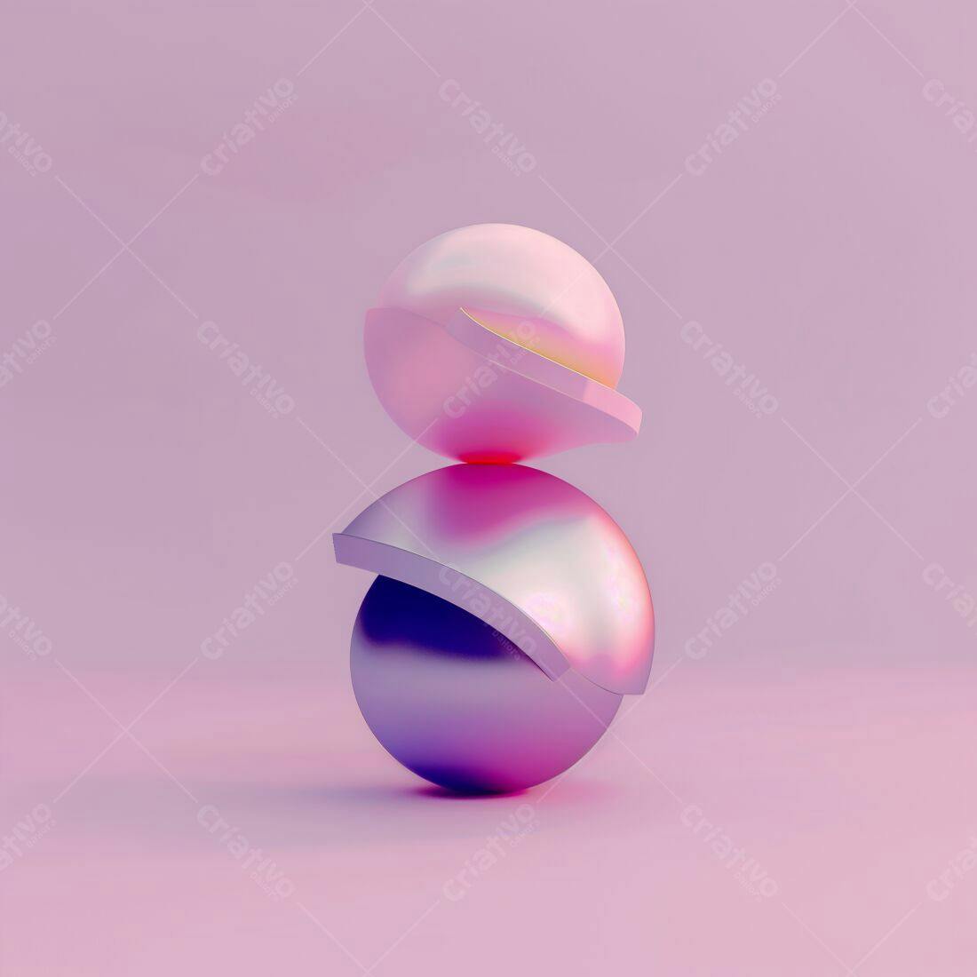 Esferas abstratas rosa e roxas empilhadas