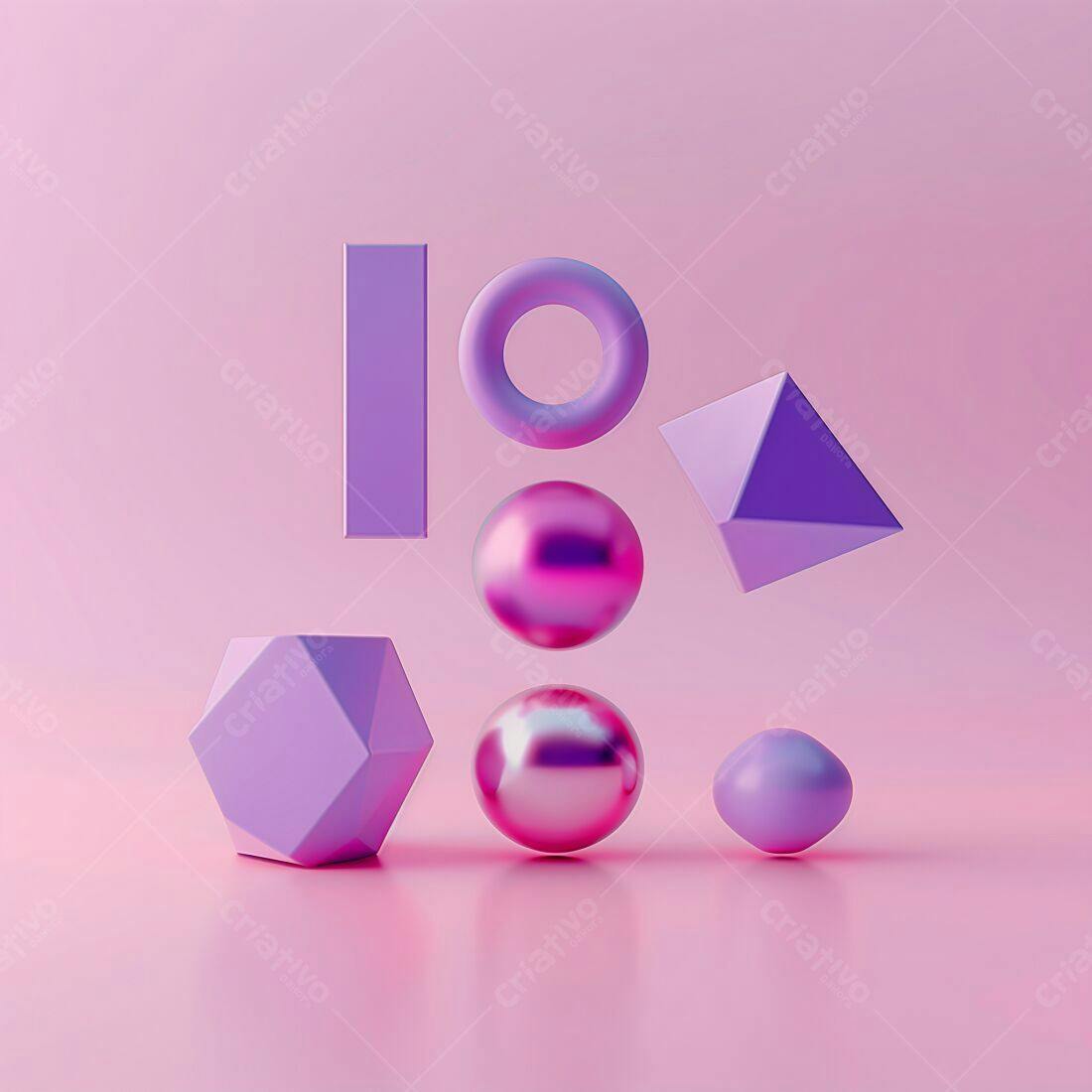 Formas geométricas roxas e rosa pastel
