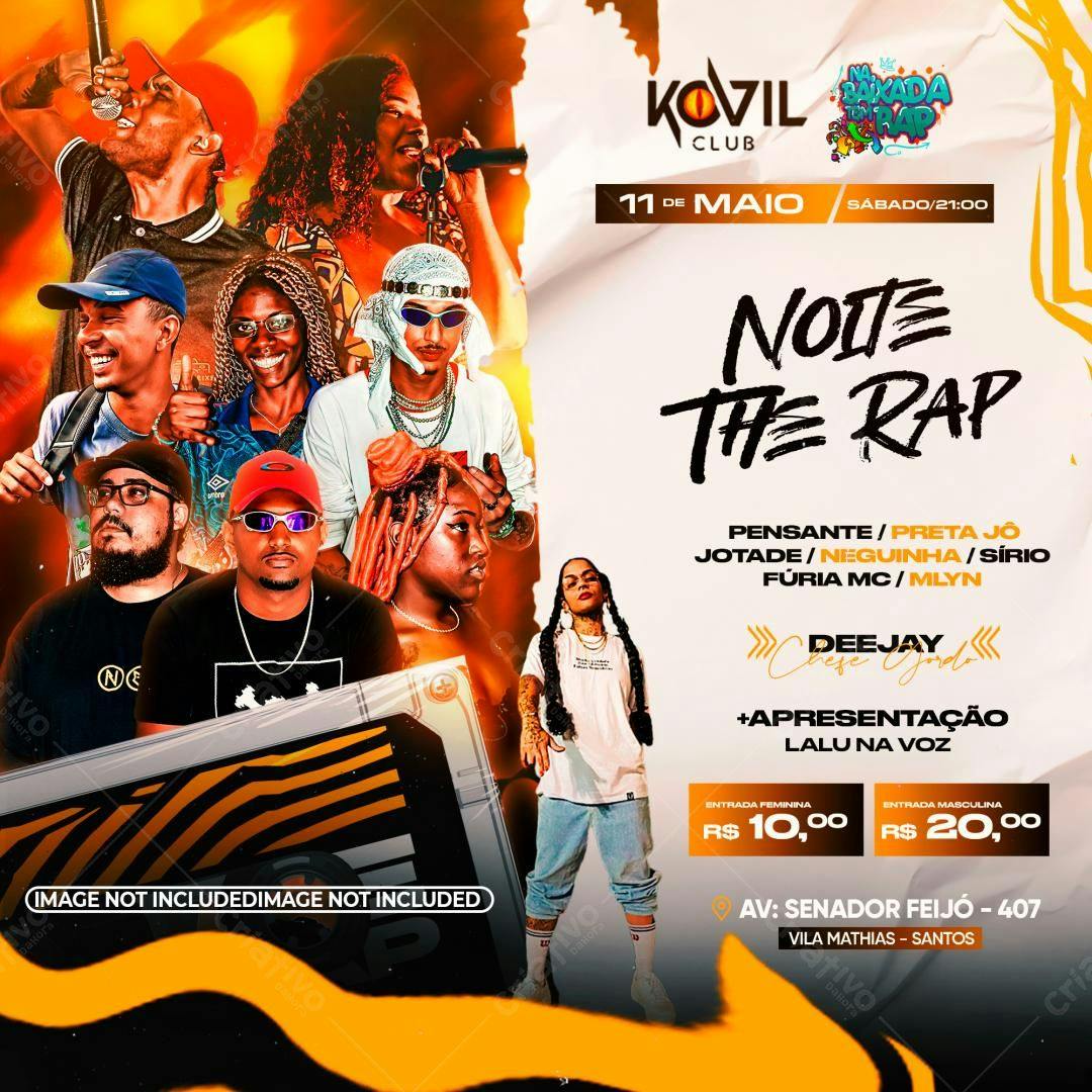 Flyer Noite The Rap PSD Editável