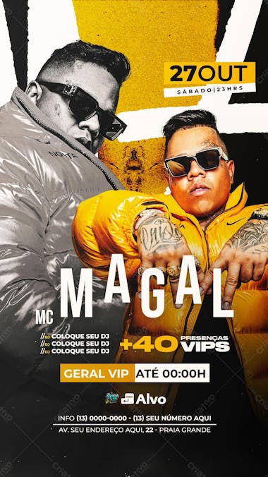 Flyer baile funk story mc magal