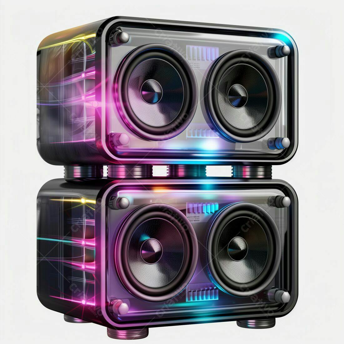 Caixas de som com iluminação LED colorida