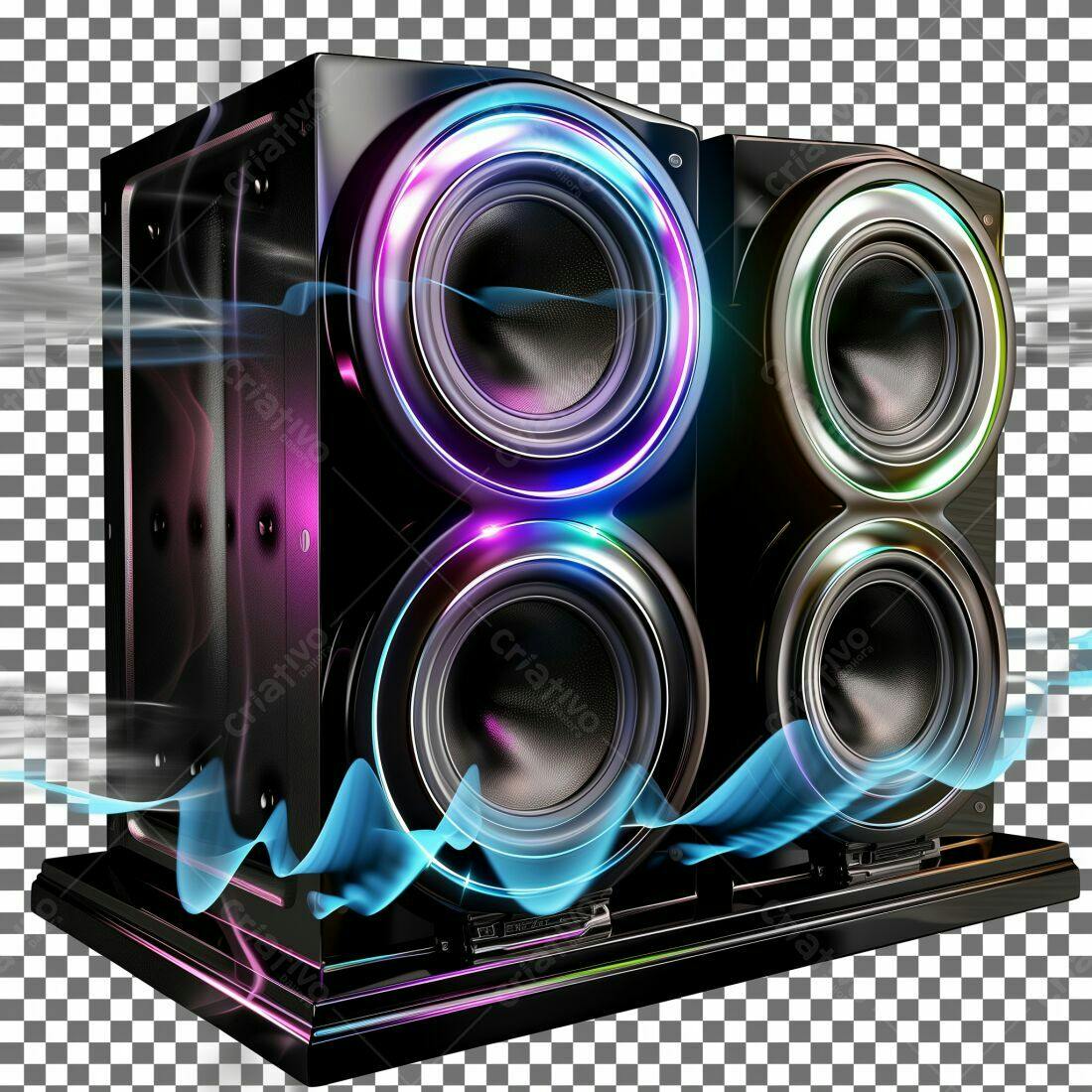 Caixas de som com iluminação RGB
