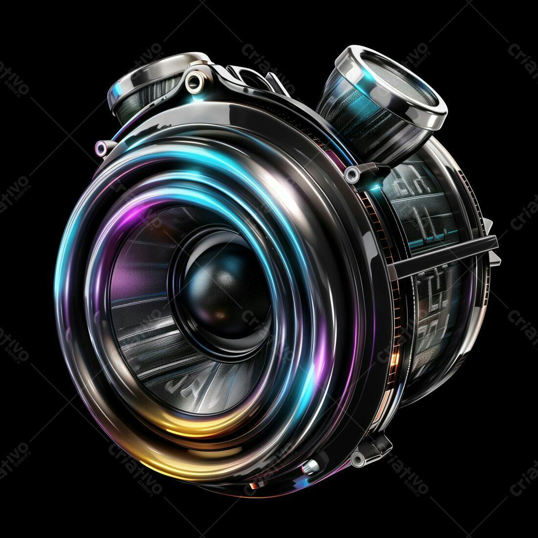 Turbocompressor futurista cores vibrantes