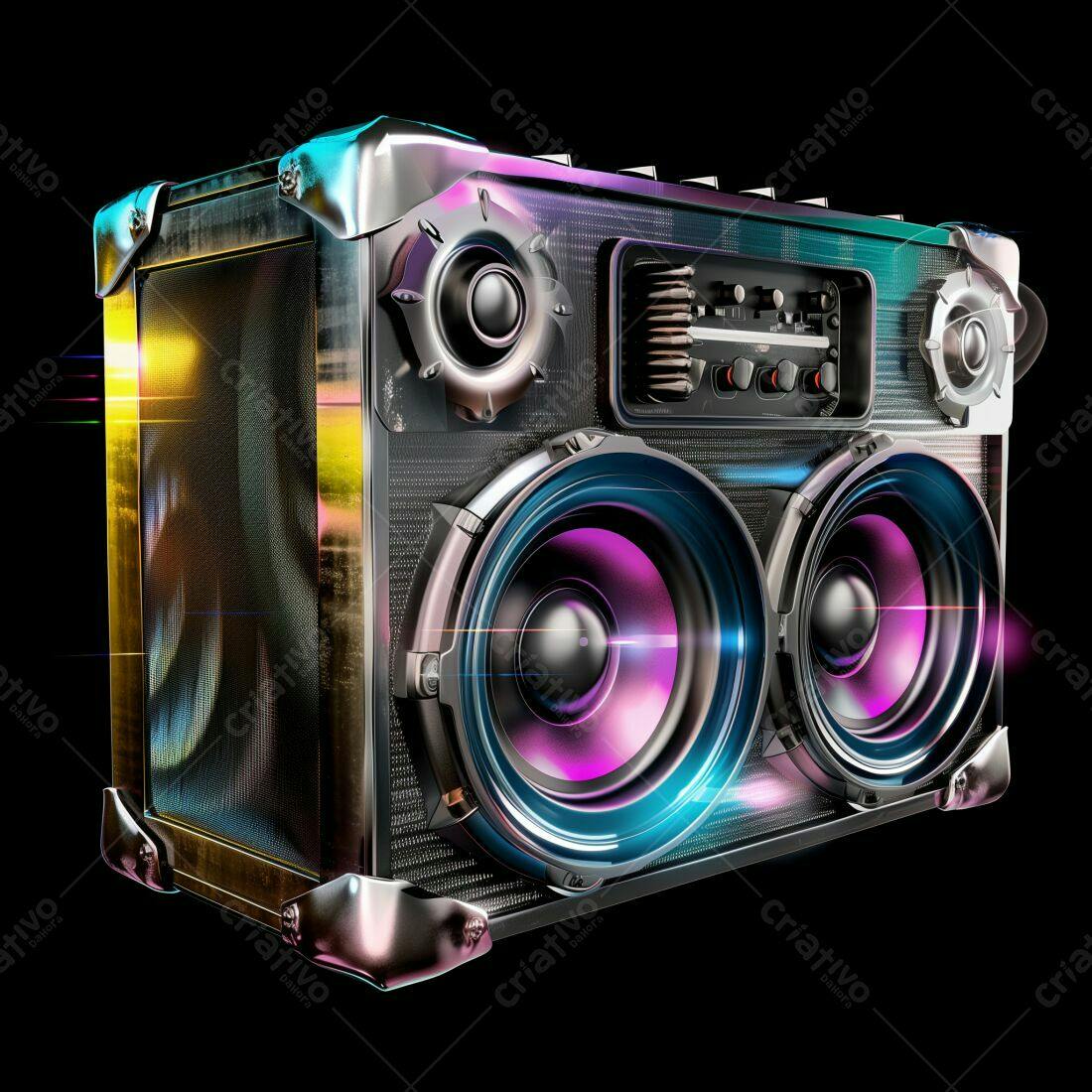 Boombox retrô com cores vibrantes
