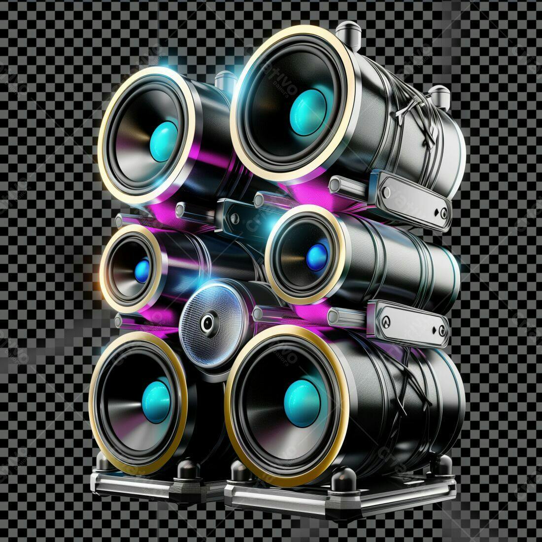 Sistema de Som Potente com Luzes Neon