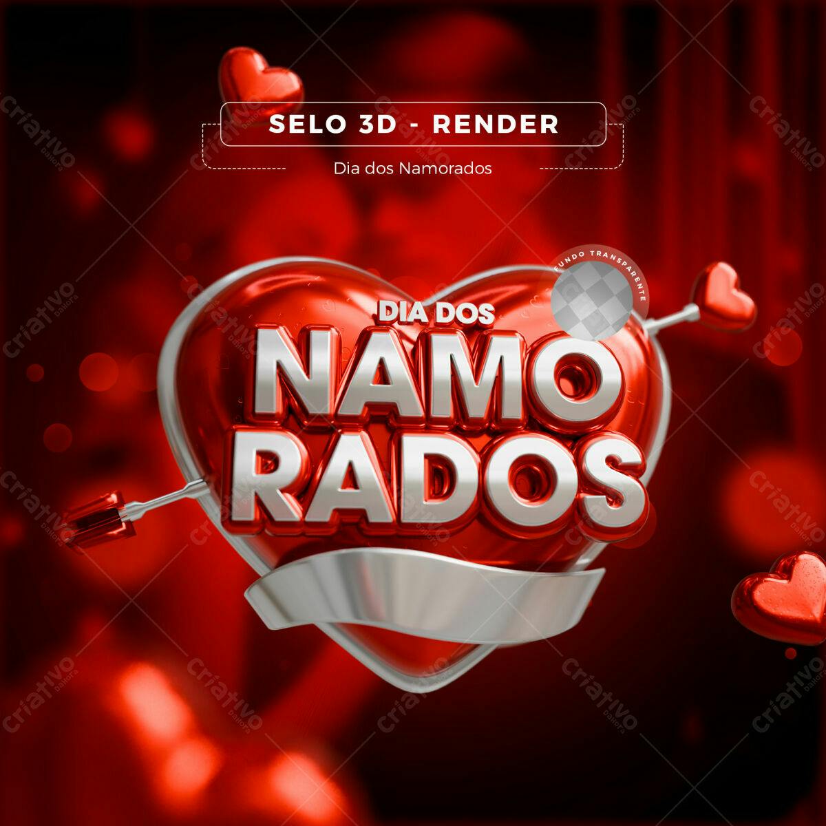 Selo 3D Dia dos Namorados PSD Editável