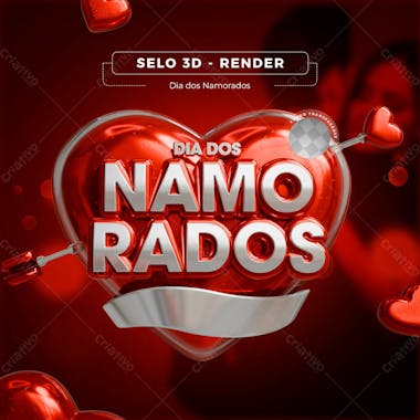 Selo e elemento dia dos namoradosselo 3d 6