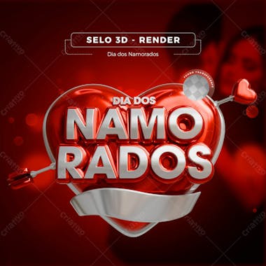 Selo e elemento dia dos namoradosselo 3d 4