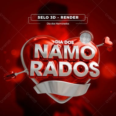 Selo e elemento dia dos namoradosselo 3d 2