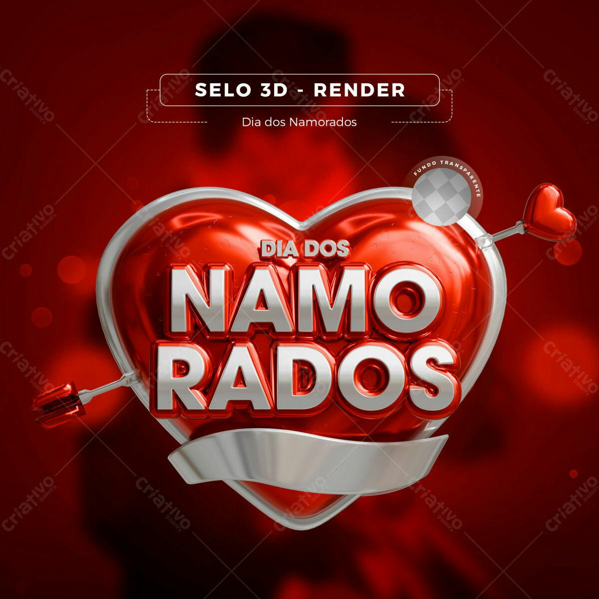 Selo 3D Dia dos Namorados PSD Editável