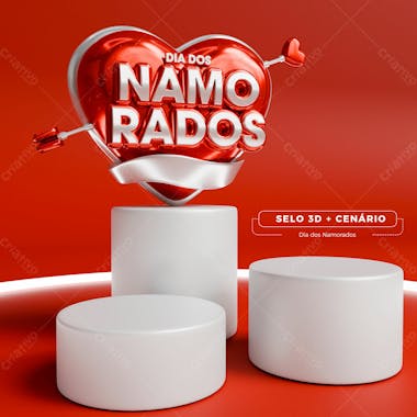 Selo e elemento dia dos namoradosselo 3d cenário 2