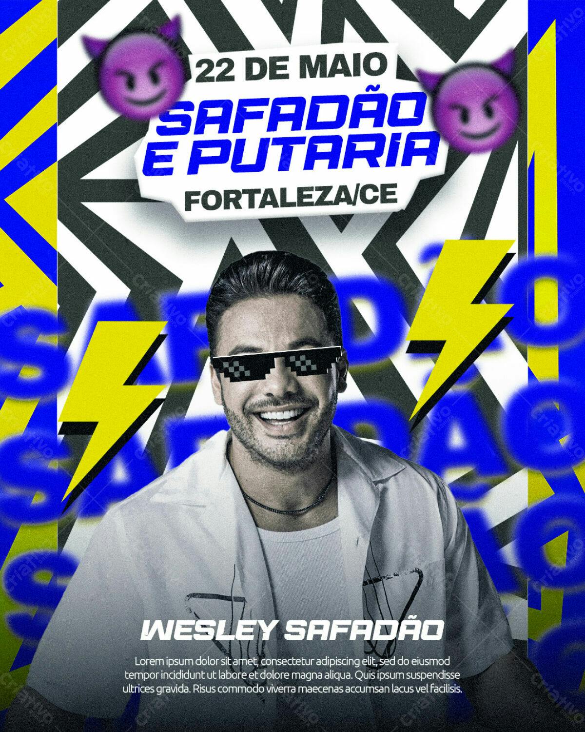 Flyer Wesley Safadão Show Fortaleza PSD Editável