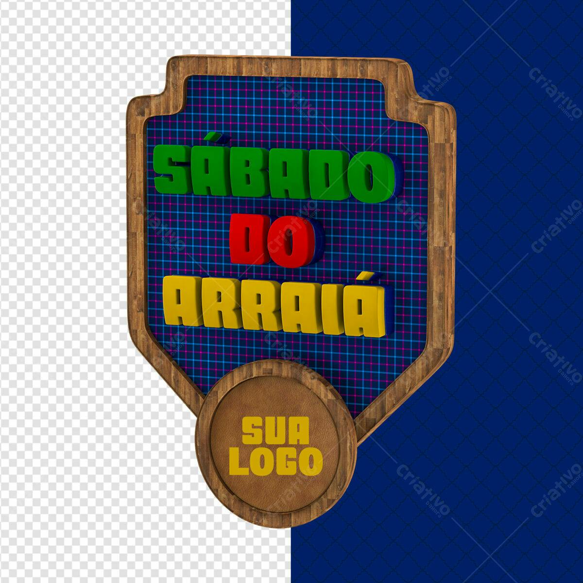 Logo Festa Junina Sábado do Arraial PSD Editável