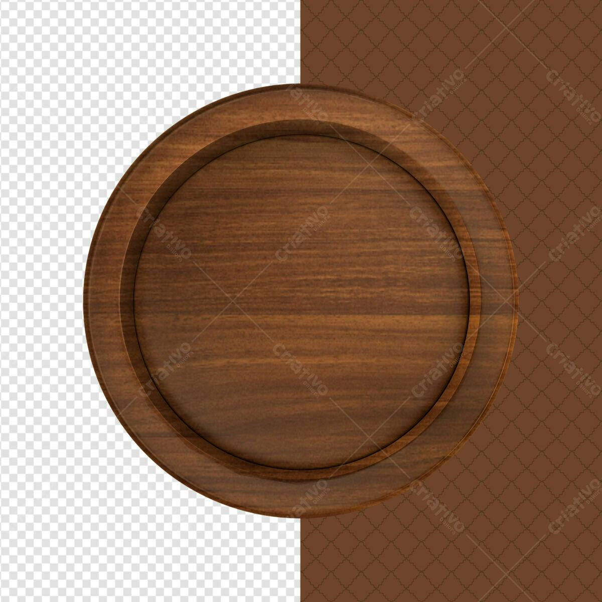 Mockup Redondo de Madeira PSD Editável