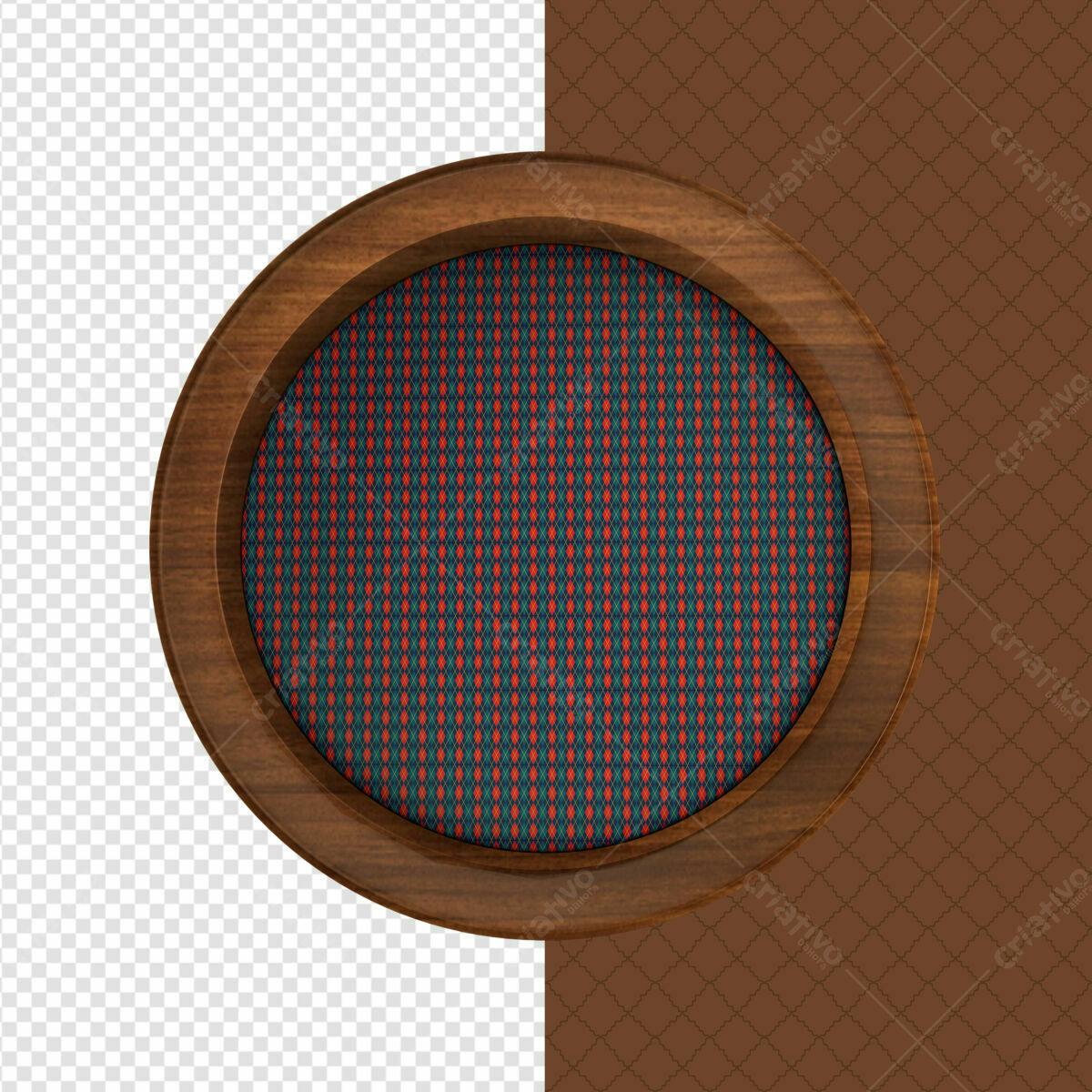 Moldura Circular em Madeira PSD Editável
