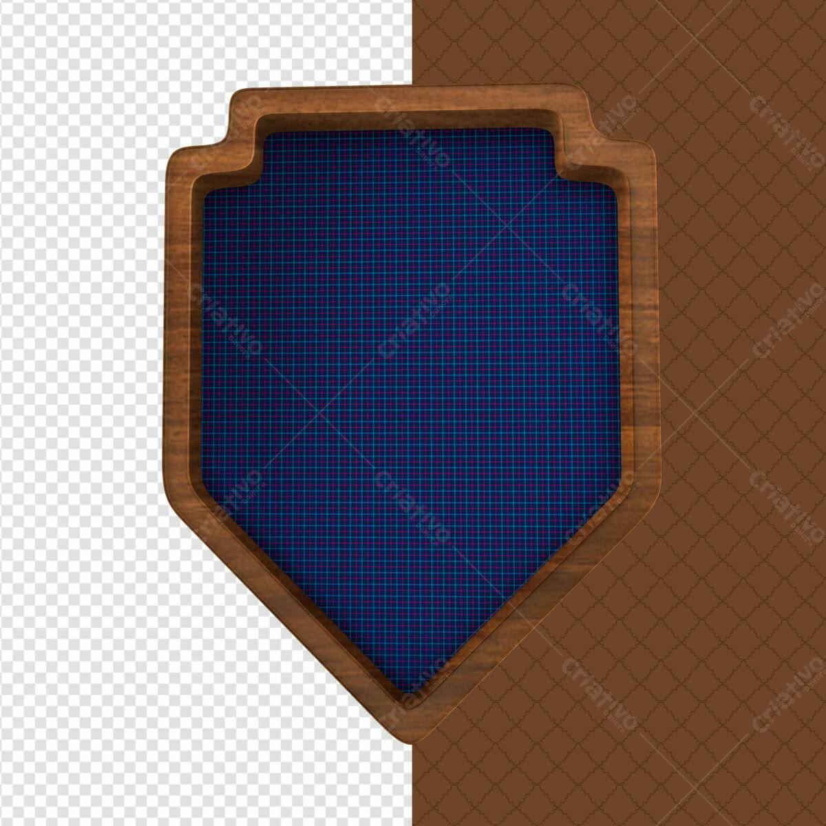 Badge/Escudo de Madeira PSD Editável