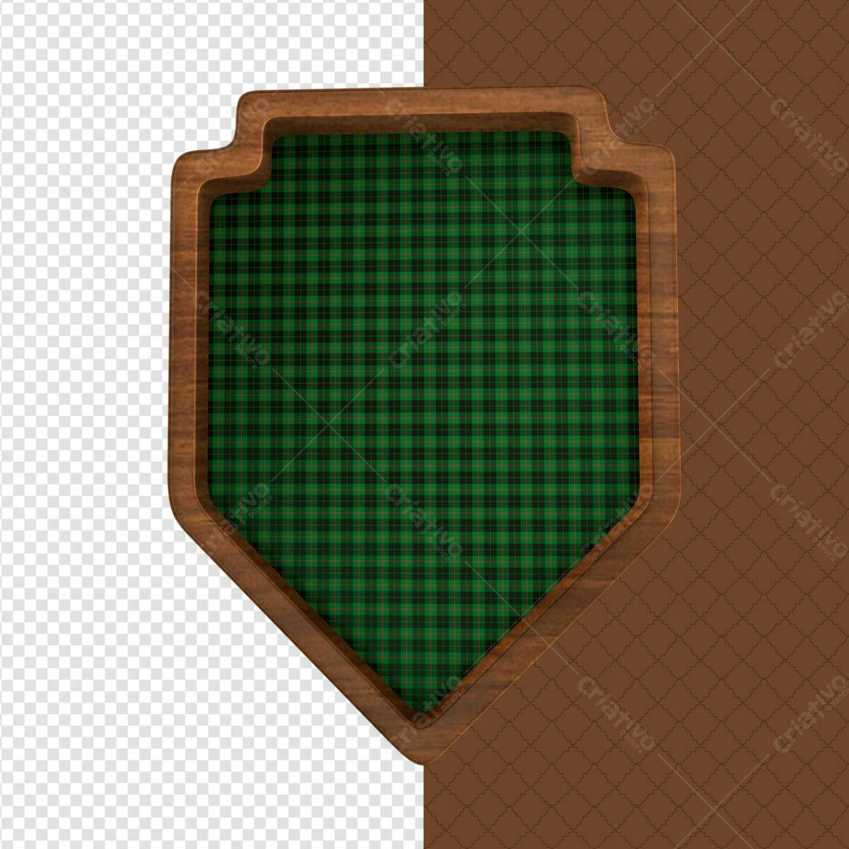 Badge Verde e Marrom em Madeira PSD Editável