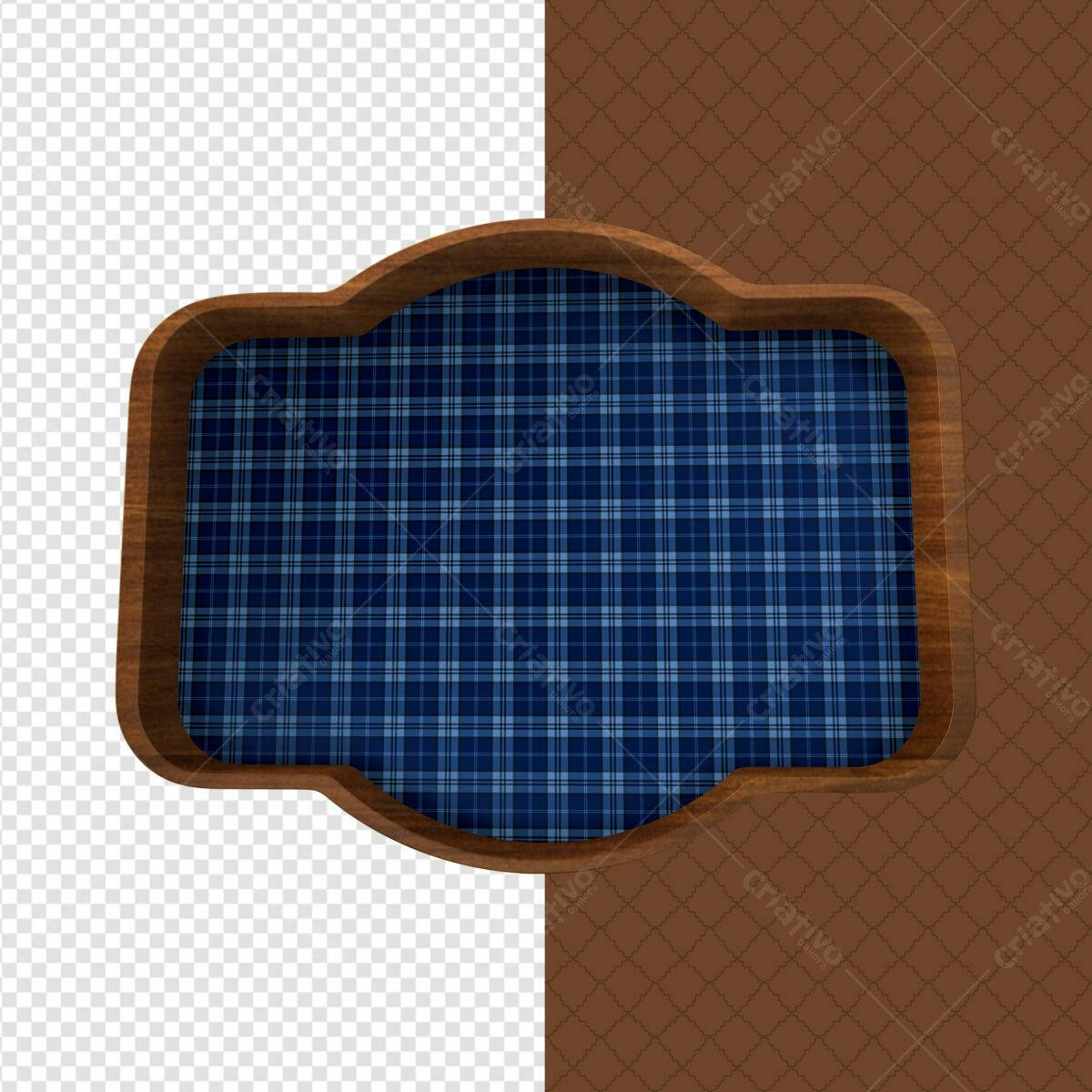 Moldura de Madeira com Padrão Azul Escuro PSD Editável