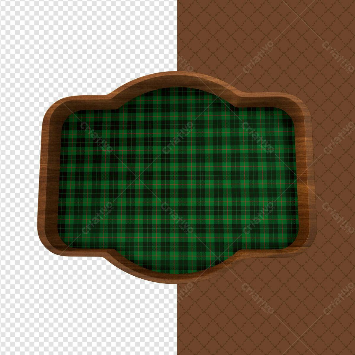 Moldura de Madeira com Padronagem Tartan Verde PSD Editável
