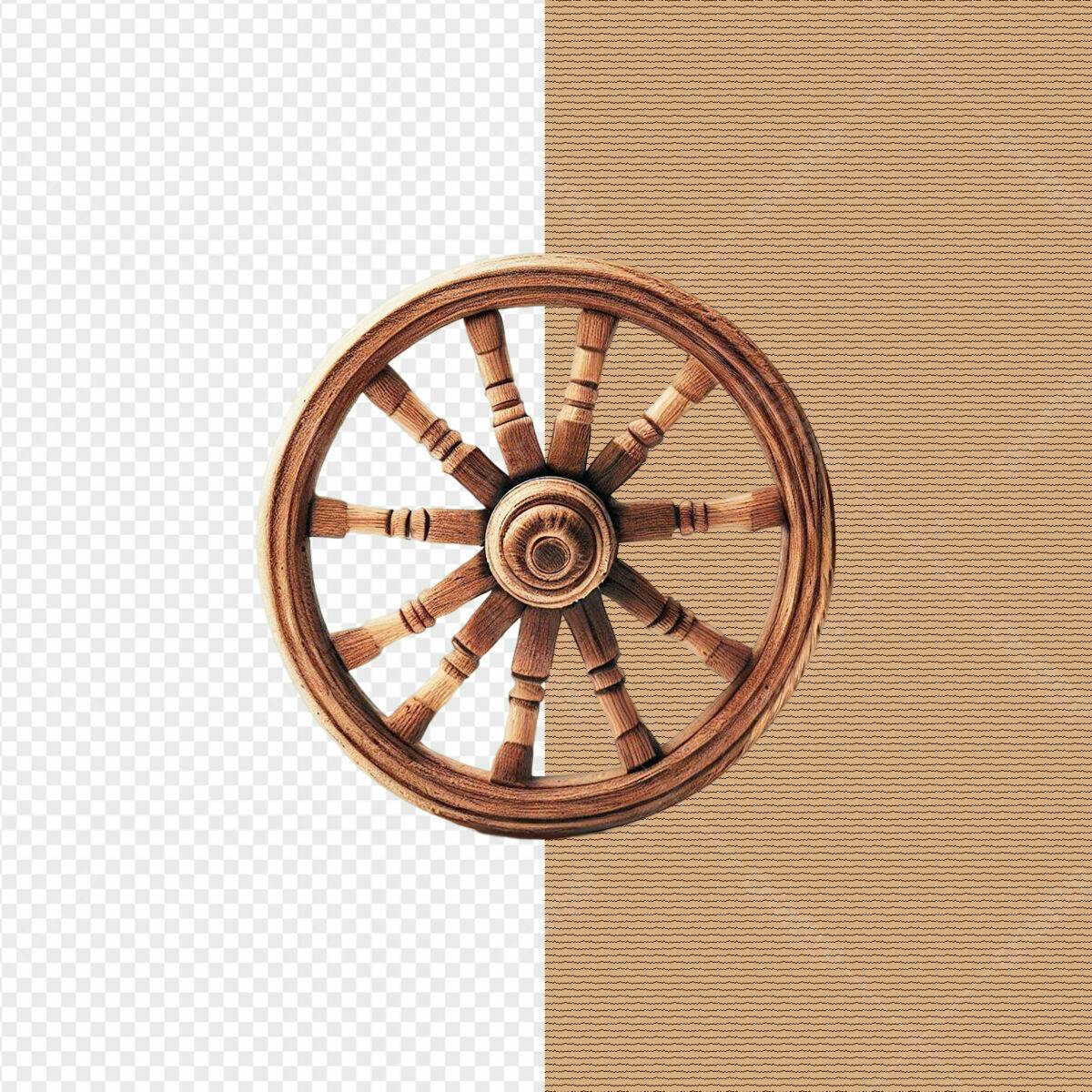 Recurso Gráfico Roda de Madeira PSD Editável