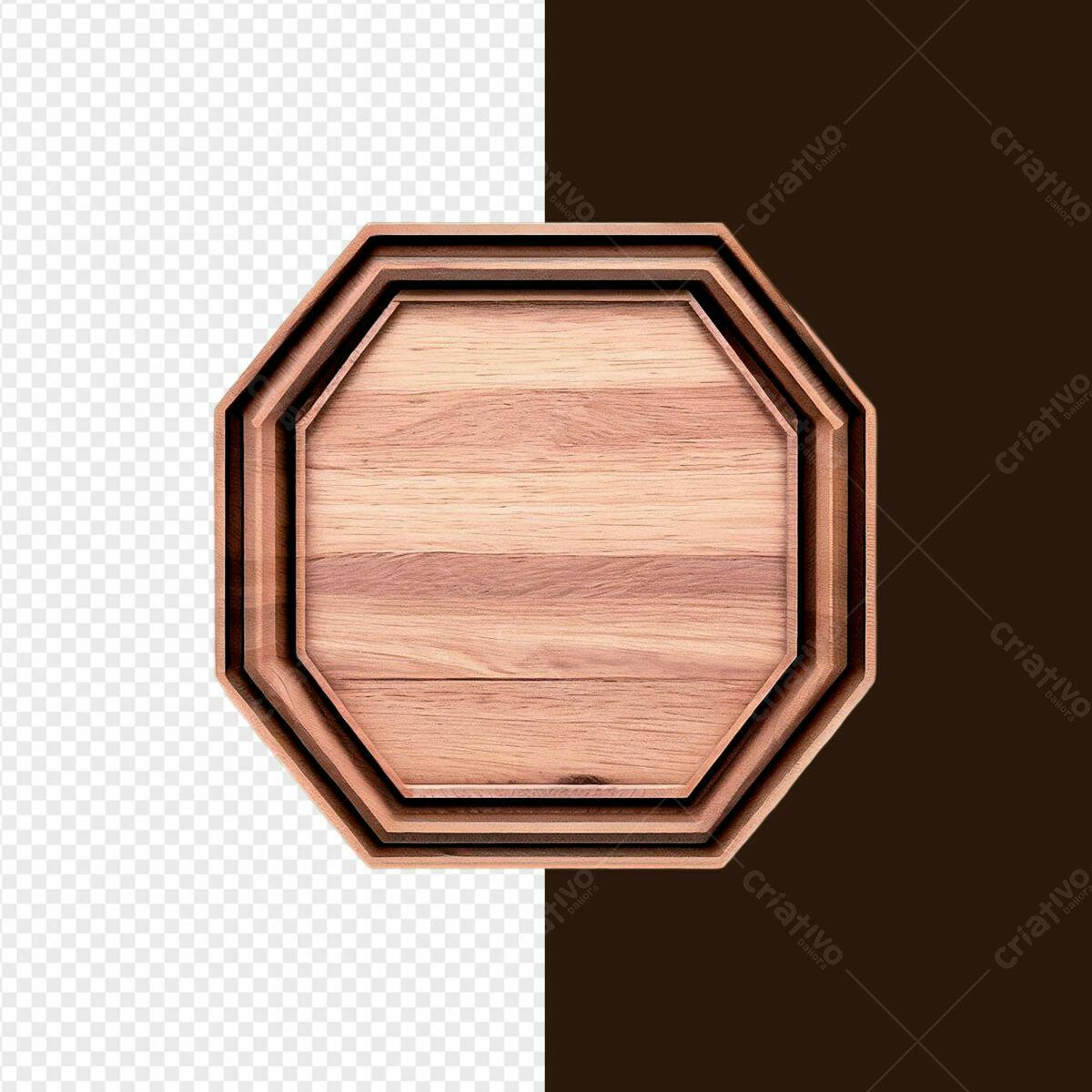 Placa de Madeira Octagonal PSD Editável