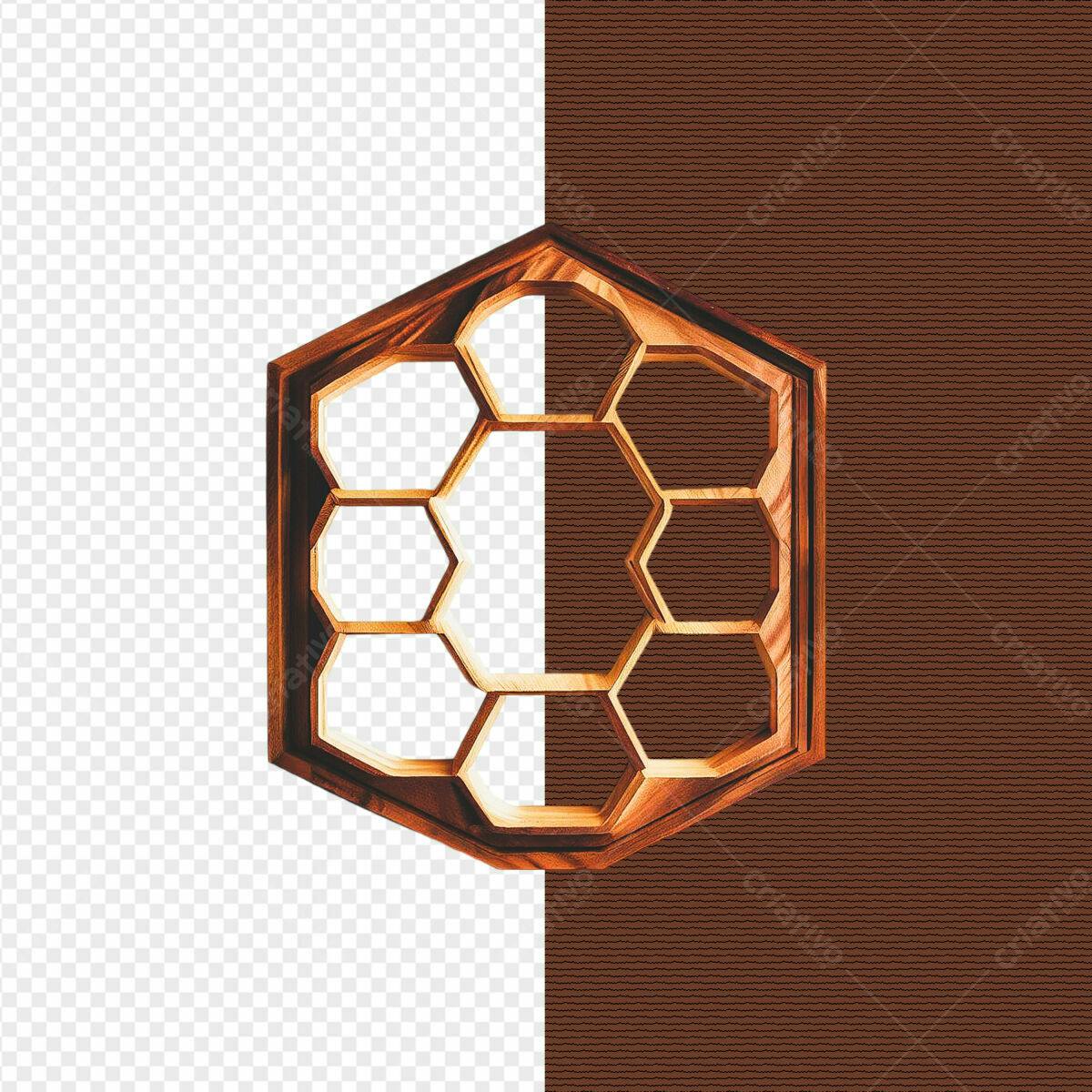 Moldura Hexagonal em Madeira PSD Editável