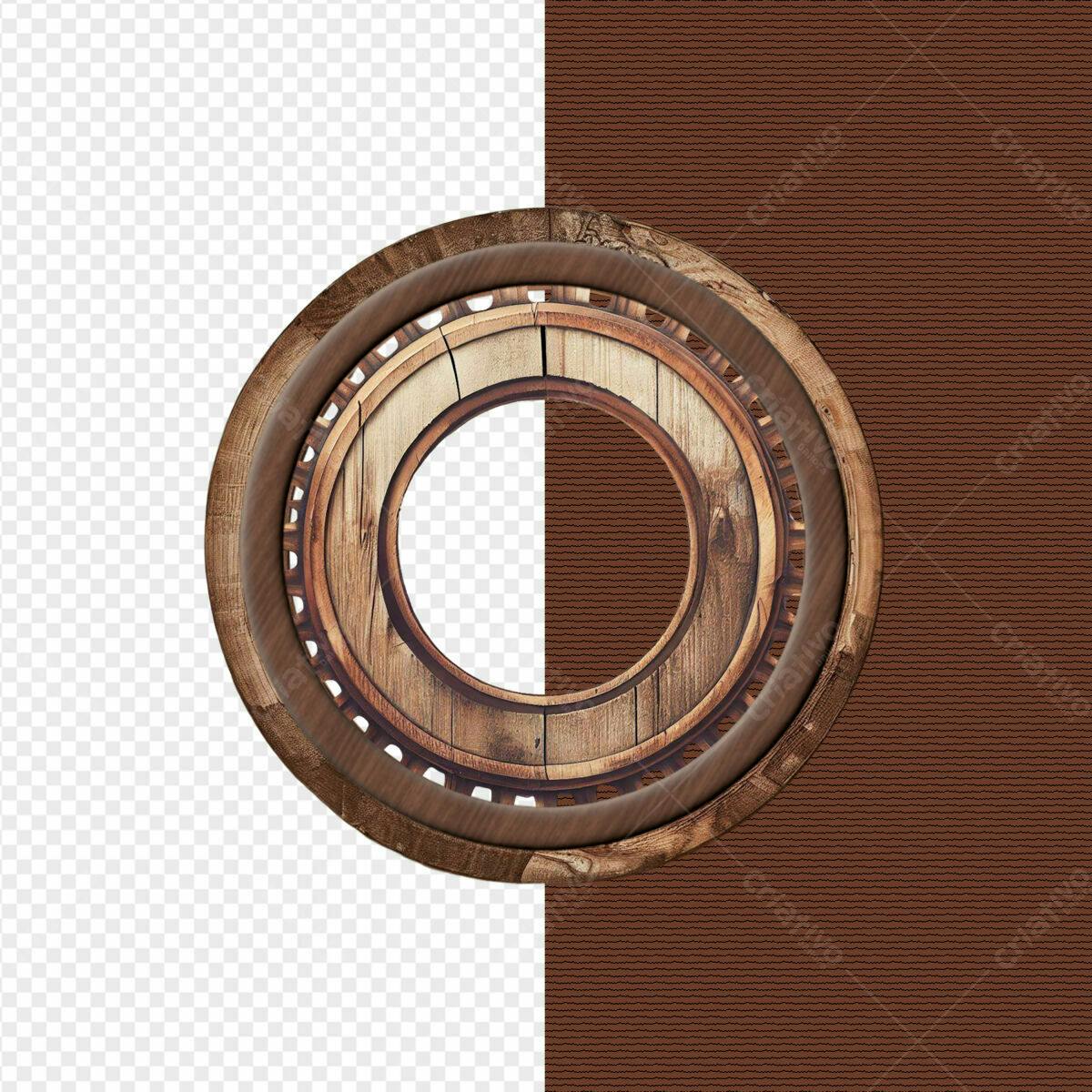 Moldura Circular de Madeira PSD Editável