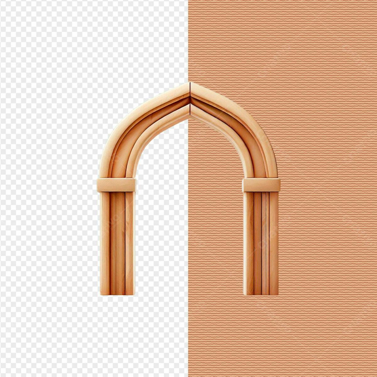 Arco de Madeira em PSD Editável para Design de Interiores