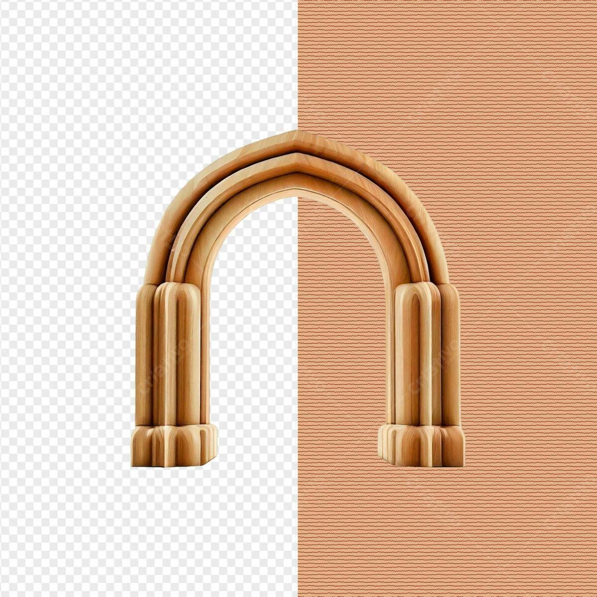 Arco de Madeira em PSD Editável para Design de Interiores