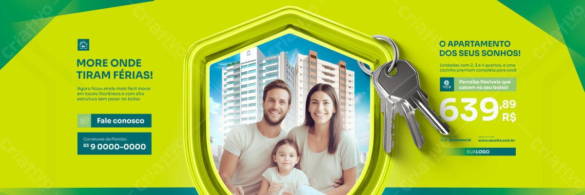 Banner Imobiliário para Lançamento de Apartamentos PSD Editável