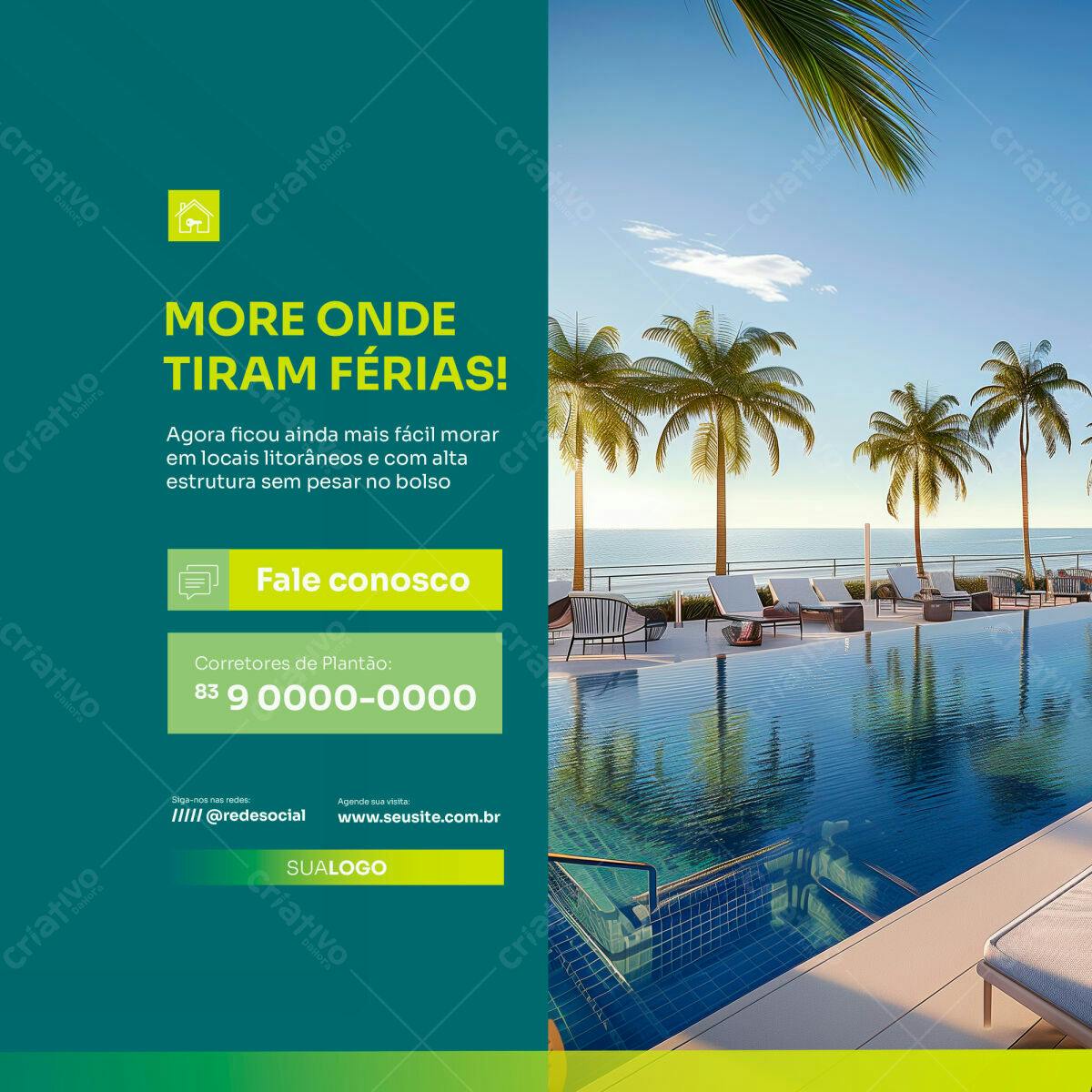 Postagem Instagram Imóveis de Luxo Litoral PSD Editável