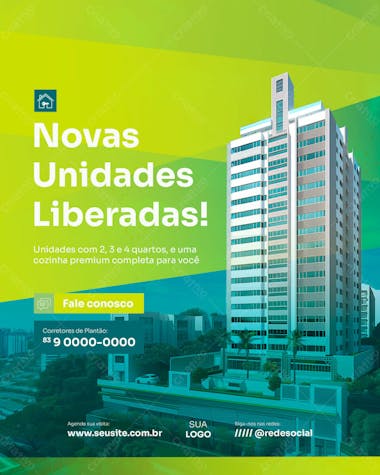 Imobiliária imóveis corretor social media feed vertical