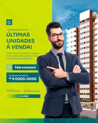 Imobiliária imóveis corretor social media feed vertical