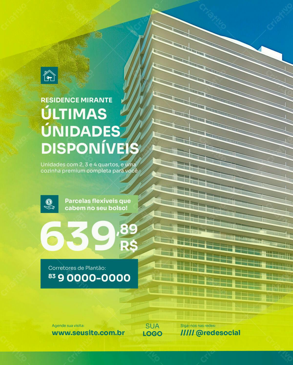 Flyer Imobiliário para Lançamento de Prédio PSD Editável