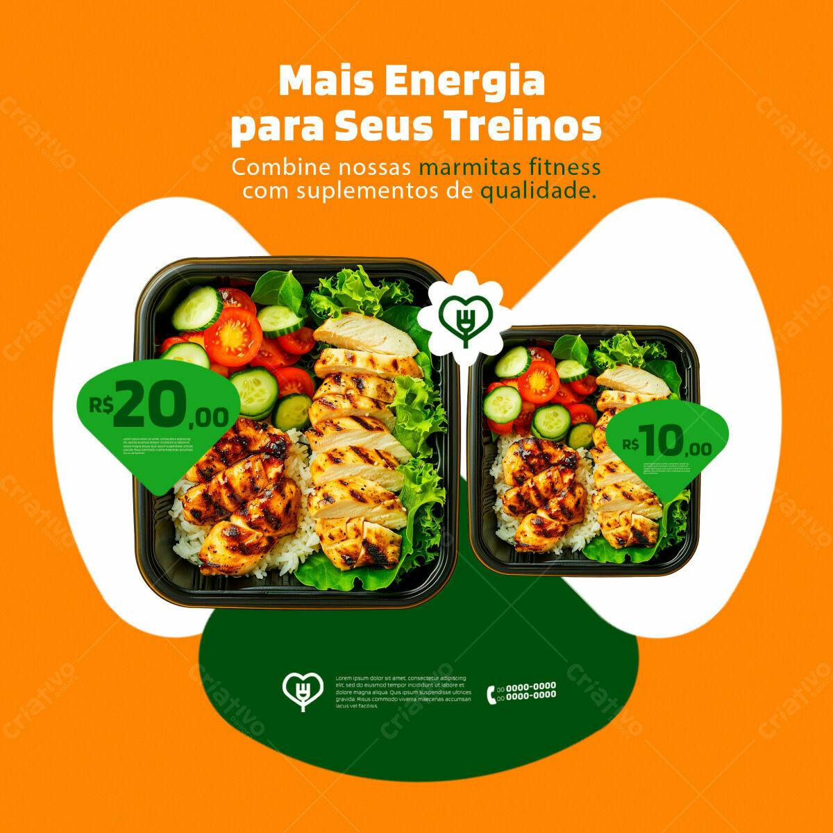 Marmita Fitness para Treinos PSD Editável