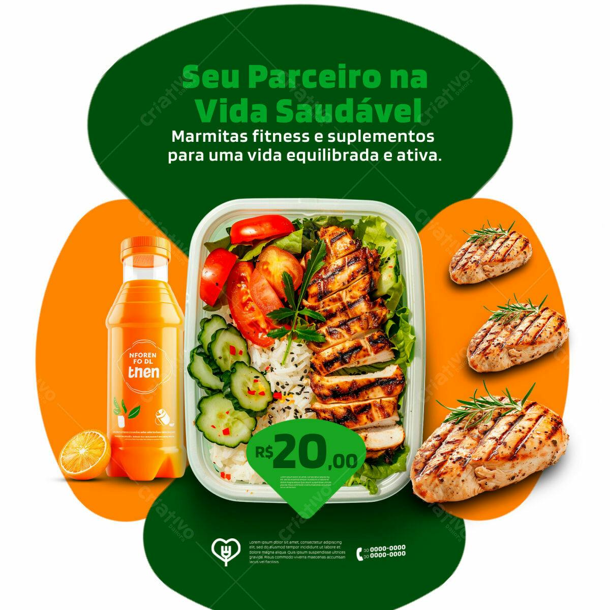 Flyer para Marmitas Fitness PSD Editável