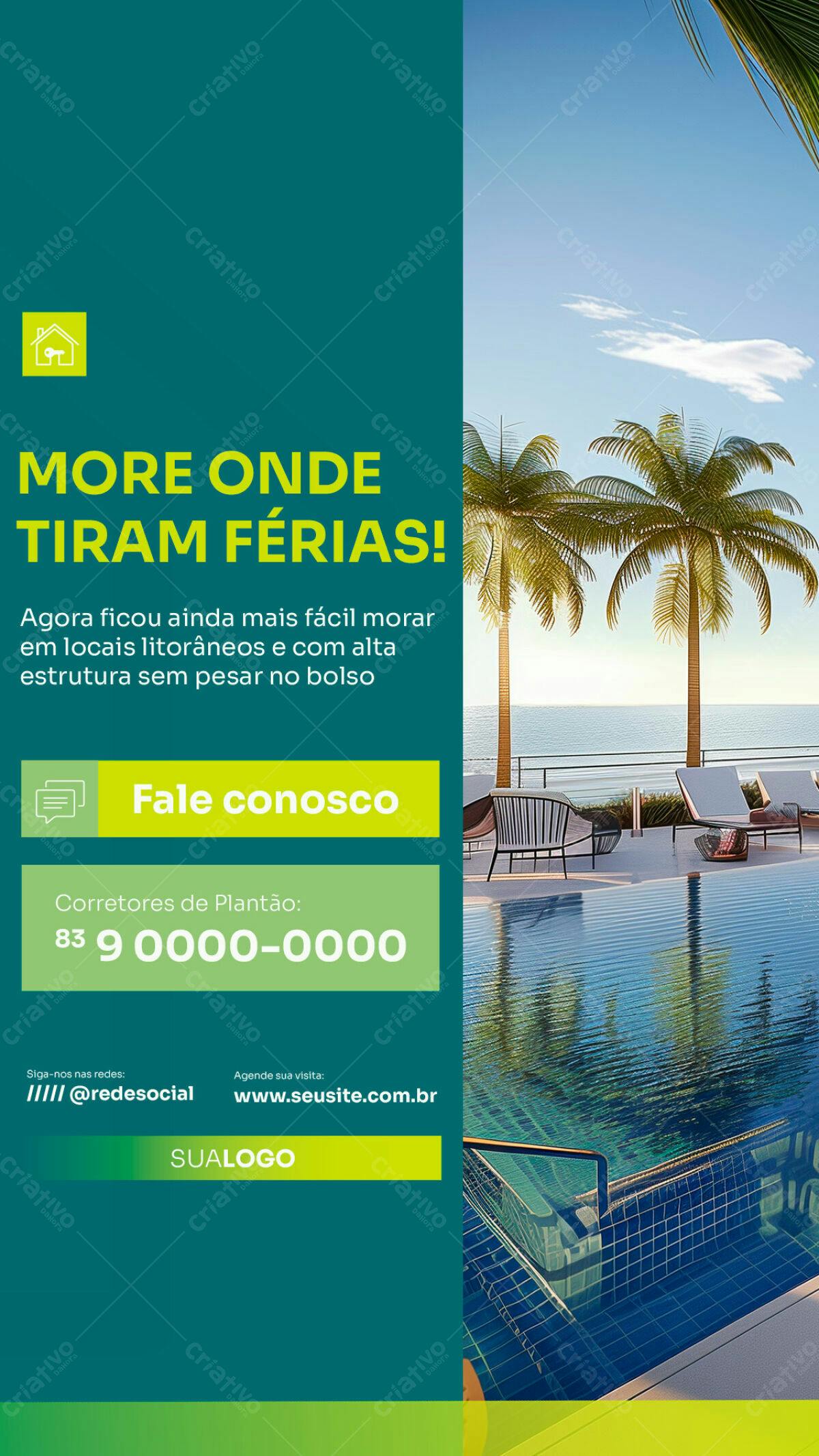 Flyer para Imóveis de Luxo em Praia PSD Editável