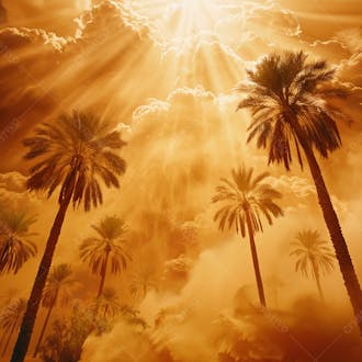 Tempestade de areia no coração do deserto com palmeiras 21