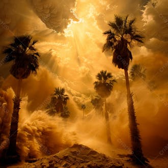 Tempestade de areia no coração do deserto com palmeiras 72