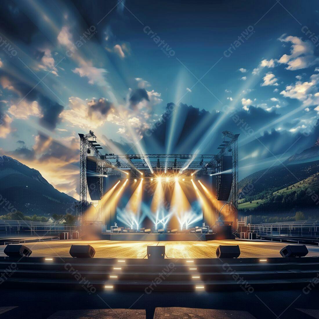Palco de Show ao Ar Livre ao Entardecer