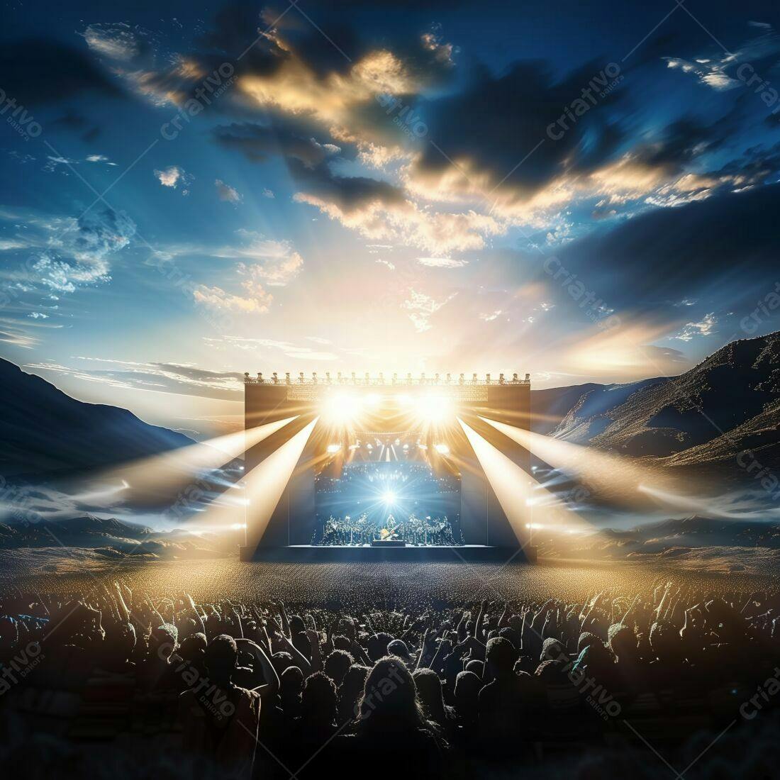 Show ao ar livre no pôr do sol