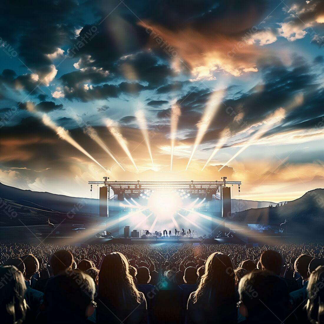 Show ao ar livre no pôr do sol