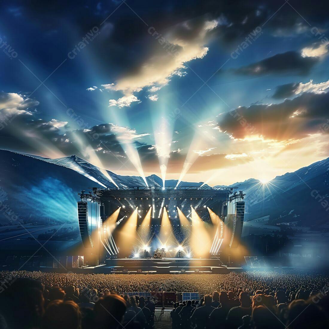 Show ao Ar Livre com Montanhas ao Pôr do Sol