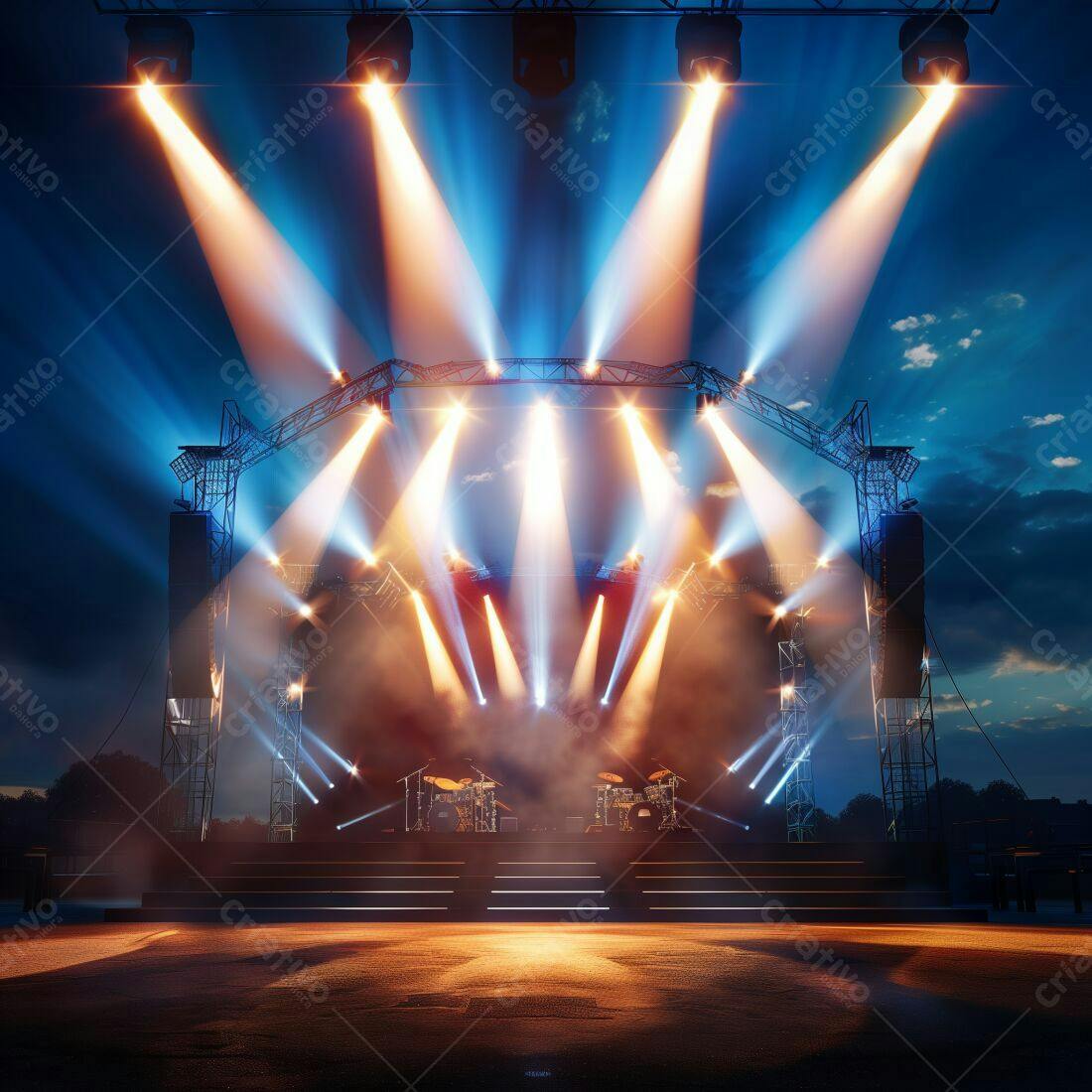 Palco iluminado para show noturno