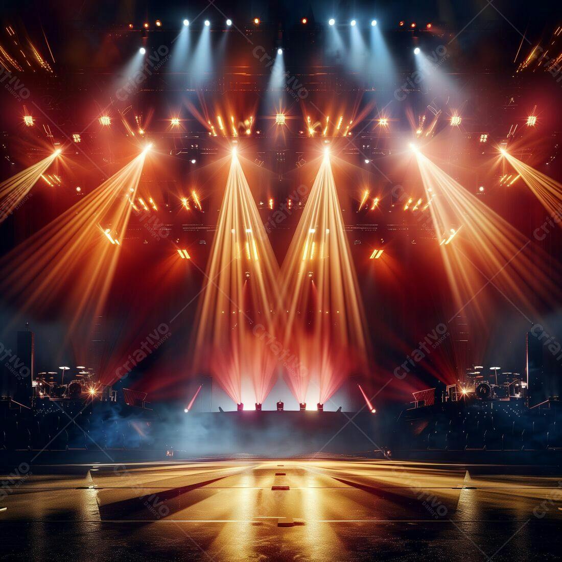 Palco iluminado para show com luzes quentes