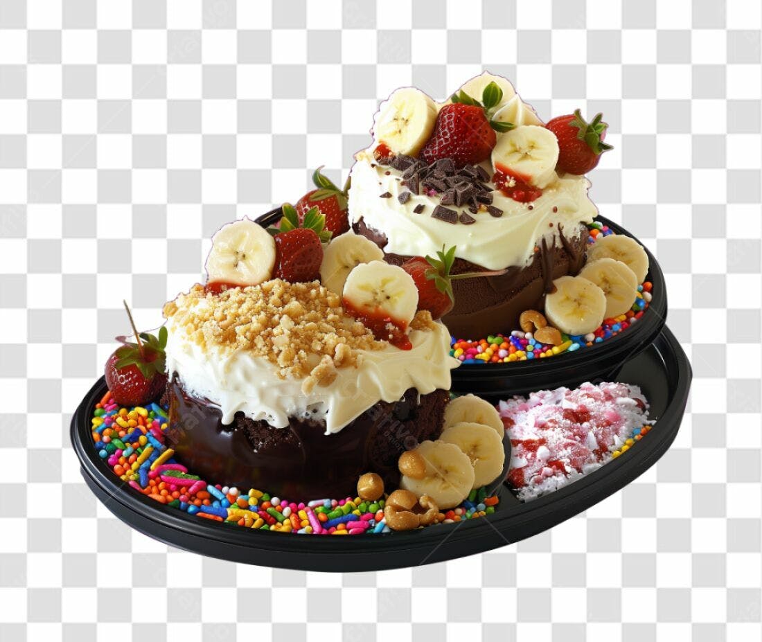 Imagem Bolo Chocolate Morango Banana PNG com fundo transparente