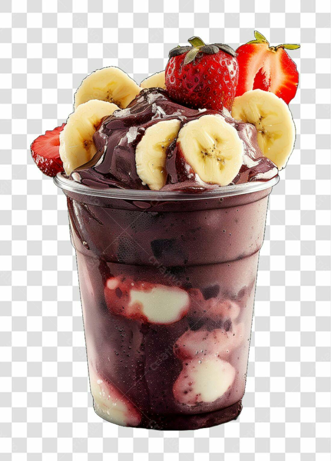 Imagem Açaí com Banana e Morango PNG com fundo transparente