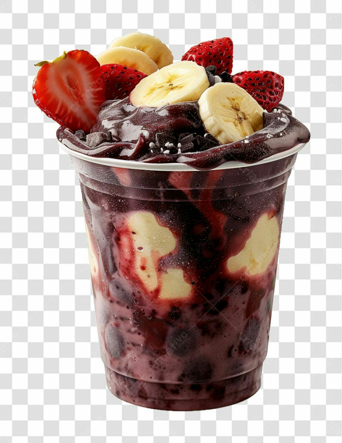 Imagem Açaí com Morango e Banana PNG com fundo transparente